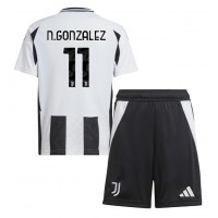 Camisa de Futebol Juventus Nicolas Gonzalez #11 Equipamento Principal Infantil 2024-25 Manga Curta (+ Calças curtas)